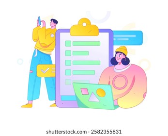 Communicate with consultants flat vector character concept operation hand drawn illustration
