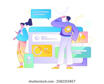 Communicate with consultants flat vector character concept operation hand drawn illustration