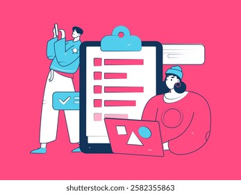 Communicate with consultants flat vector character concept operation hand drawn illustration