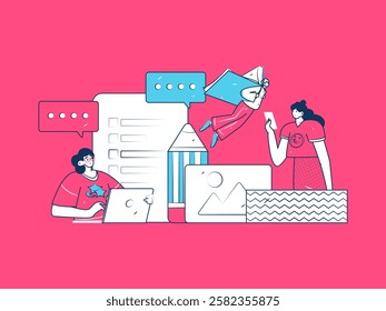 Communicate with consultants flat vector character concept operation hand drawn illustration