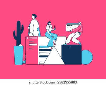 Communicate with consultants flat vector character concept operation hand drawn illustration