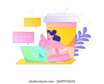 Communicate with consultants flat vector character concept operation hand drawn illustration