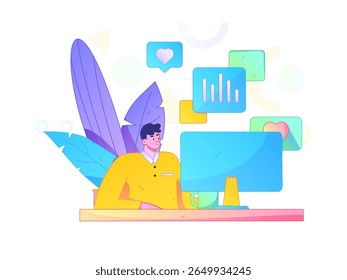 Communicate with consultants flat vector character concept operation hand drawn illustration