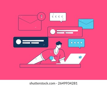 Communicate with consultants flat vector character concept operation hand drawn illustration