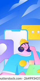 Communicate with consultants flat vector character concept operation hand drawn illustration
