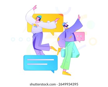 Communicate with consultants flat vector character concept operation hand drawn illustration