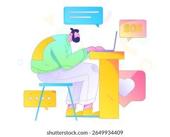 Communicate with consultants flat vector character concept operation hand drawn illustration