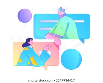 Communicate with consultants flat vector character concept operation hand drawn illustration