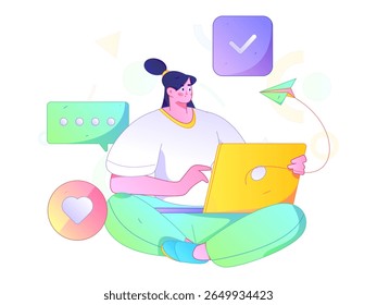 Communicate with consultants flat vector character concept operation hand drawn illustration