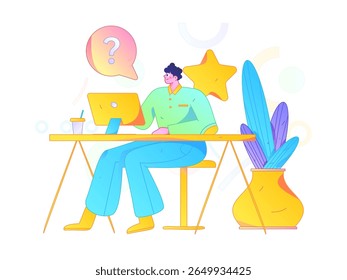 Communicate with consultants flat vector character concept operation hand drawn illustration