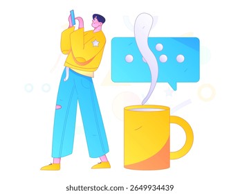 Communicate with consultants flat vector character concept operation hand drawn illustration