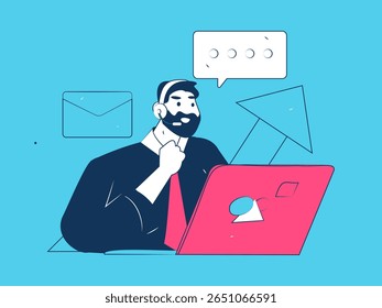 Communicate with consultants flat vector character concept operation hand drawn illustration
