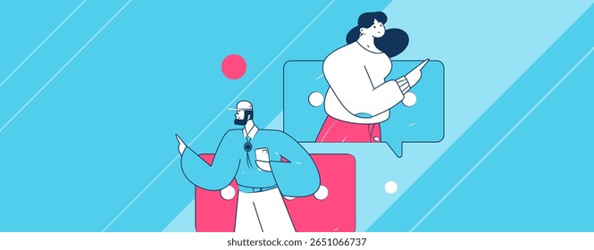 Communicate with consultants flat vector character concept operation hand drawn illustration
