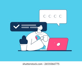 Communicate with consultants flat vector character concept operation hand drawn illustration
