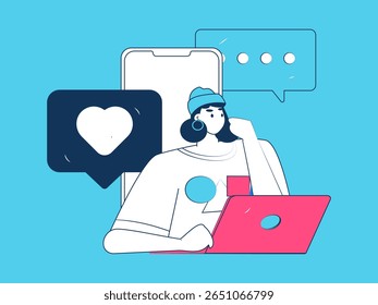 Communicate with consultants flat vector character concept operation hand drawn illustration
