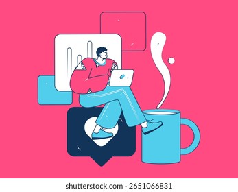 Communicate with consultants flat vector character concept operation hand drawn illustration
