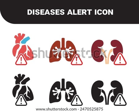Communicate critical health information effectively with this collection of impactful disease alert icons. Ideal for healthcare professionals, public awareness campaigns, and medical presentations