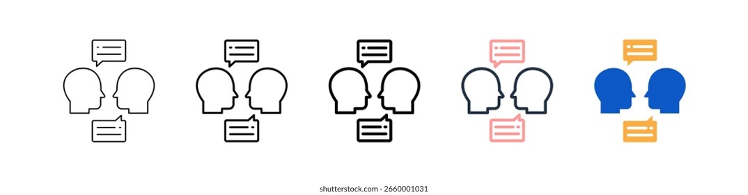 Comunicar diferentes iconos de estilo establecer Ilustración vectorial.
