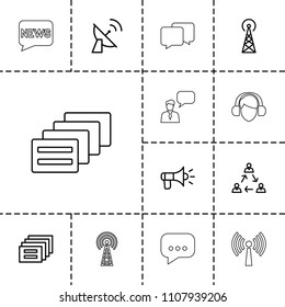 Communicate icon. collection of 13 communicate outline icons such as signal tower, communication, message, megaphone, satellite. editable communicate icons for web and mobile.