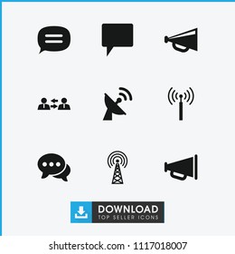 Communicate icon. collection of 9 communicate filled icons such as signal tower, megaphone, chat, satellite. editable communicate icons for web and mobile.