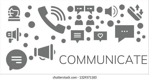 communicate icon set. 11 filled communicate icons.  Simple modern icons about  - Call center, Call, Megaphone, Chat, Audio, Phone call