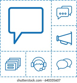 Communicate icon. set of 6 communicate outline icons such as chat, operator, megaphone