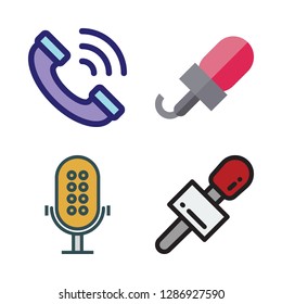 communicate icon set. vector set about microphone and phone call icons set.