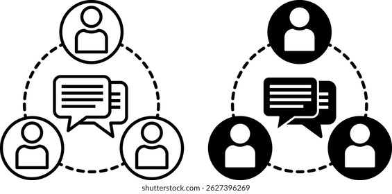 Communicate Icons. Black and White Vector Illustration. People Communicate Between Themselves in Correspondence. Concept Speaking