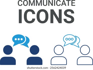 Communicate icons. Containing speak, phone, mail, contact, chat, website, satellite, radio, antenna, message and more. Solid icons collection, vector illustration.