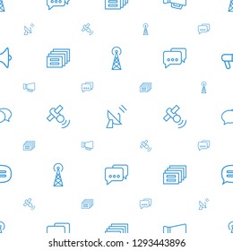 communicate icons pattern seamless white background. Included editable outline , satellite, megaphone, message, chat icons. communicate icons for web and mobile.