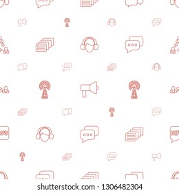 communicate icons pattern seamless white background. Included editable line operator, megaphone, chat, message, signal, communication icons. communicate icons for web and mobile.