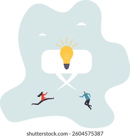 Communicate idea in business discussion, effective communication to brainstorm and come up with solution or result .character for design.