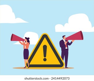 Communicate message, announce job vacancy for hiring, shouting promotion or company communication, warning alert or beware or important message concept