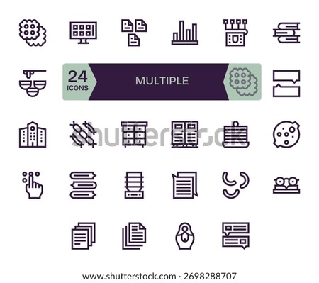 Communicate with precision using 24 Bold Line icons themed around Multiple, adaptable and clear.