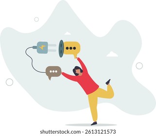 Communicate to solve problem, discussion or meeting to get new idea, collaboration or cooperate to success, connect idea for solution concept.flat character life .