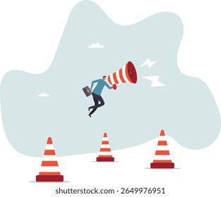 Comunicar mensagem urgente, aviso ou alerta de perigo, anúncio de transmissão, atenção ou conceito de publicidade gritando alto-falante, conceito de pessoas.