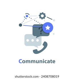 comunicar, conectar charla, imagen vectorial de icono de diseño plano