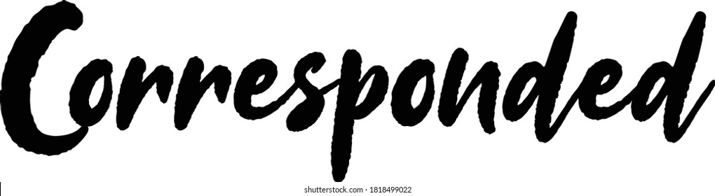 Communicated Traits Synonyms text. Only one single word. Printable graphic tee. Design doodle for print. Vector illustration. Colourful. Hand drawn calligraphy style. Black and white