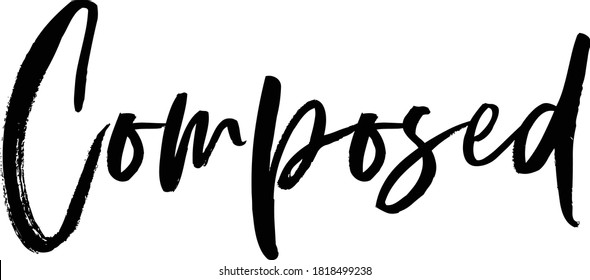 Communicated Traits Synonyms text. Only one single word. Printable graphic tee. Design doodle for print. Vector illustration. Colorful. Hand drawn calligraphy style. Black and white