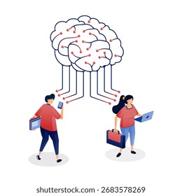 comunicación con redes cerebrales de inteligencia artificial. Puede ser utilizado para la puesta en marcha, App móvil, página de aterrizaje, animación, Anuncio, Sitio web, cartel