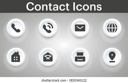 Communicating contact icon set as white buttons to or your web site design, logo, app, UI - Vector illustration
