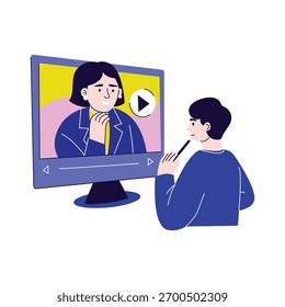 Comunicação face a face virtualmente através de transmissão ao vivo Ilustração
