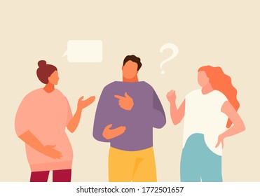 Communicating group of people. Discussion and interaction 