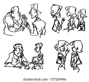 Communicating people, gesturing and discussing matters