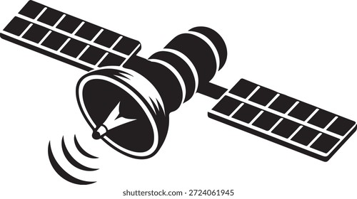 Communicating satellite in space isolated on white background, Vector, illustration