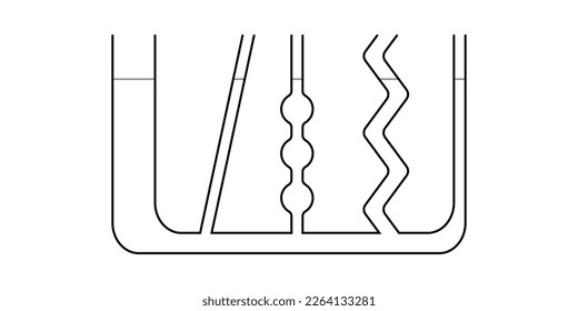 Communicating vessels experiment. Connected vessels diagram. Vector illustration isolated on white background.