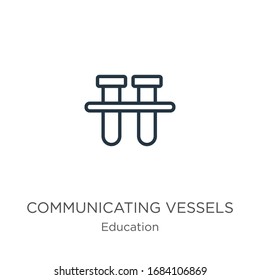 Communicating vessels icon. Thin linear communicating vessels outline icon isolated on white background from education collection. Line vector sign, symbol for web and mobile