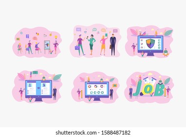 Communicating via the Internet, social networks, chat, video, news, messages, website, search for friends, search for couples, love, mobile web graphics. Vector colorful illustration