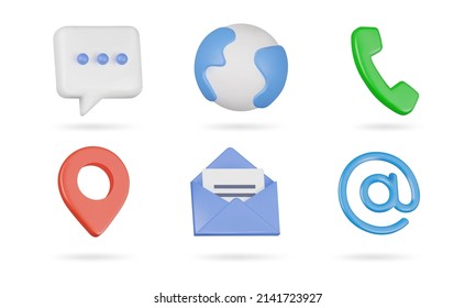Communication 3d icons. Isolated 3d icons, objects on a transparent background