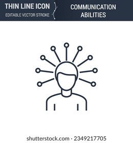 Communication Abilities Icon - Thin Line Business Symbol. Perfect for Web Design. High-Quality Outline Vector Concept. Premium, Minimalist, Elegant Logo